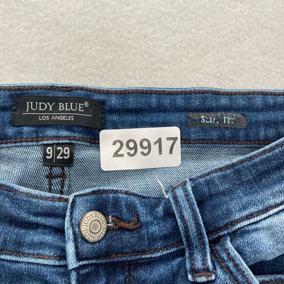 Judy Blue Jeans Women's 9/29 Slim Fit Skinny Leg Blue Stretch Denim Mid Rise - Picture 4 of 13